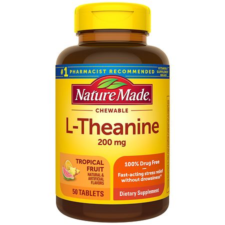 Nature Made L-Theanine 200 mg Chewable Tablets Tropical Fruit