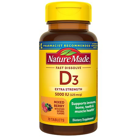 Nature Made Extra Strength Vitamin D3 5000 IU Fast Dissolve Tablets 70