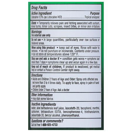 Walgreens Aloe Vera Burn Relief Cooling Continuous Spray | Walgreens
