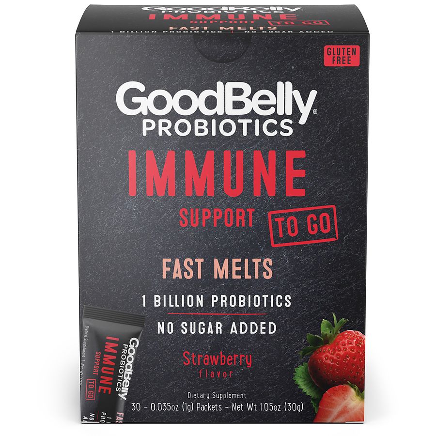 GoodBelly Probiotics Immune Support To Go Fast Melts Probiotic Supplement  Powder Strawberry
