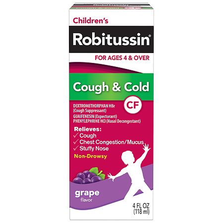 Children's Robitussin Cough & Cold CF Non Drowsy Medicine Grape