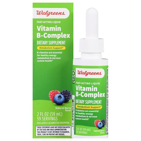 Walgreens Vitamin B-Complex Fast-Acting Liquid (59 days) Natural Berry