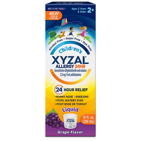 XYZAL Children's Oral Solution 24 Hour Allergy Relief Grape Clear