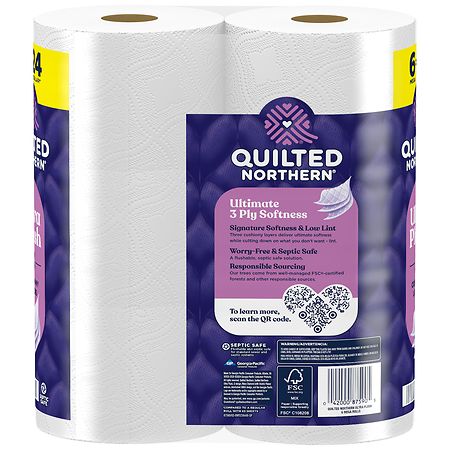 Quilted Northern Ultra Plush Unscented 3-Ply Double Bathroom Tissue Rolls -  12 CT, Toilet Paper