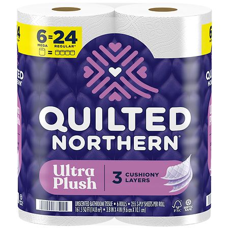 Quilted Northern Bathroom Tissue, Unscented, Mega Rolls, 3 Ply 9 Ea, Bath  Tissue