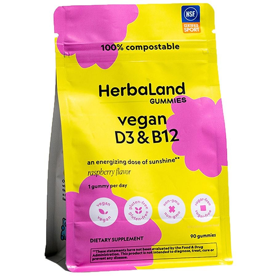 Herbaland Vegan D3 & B12 Gummies Raspberry Walgreens