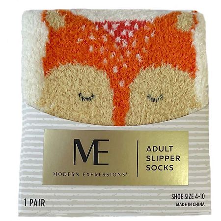 Modern Expressions Adult Slipper Socks -  Fox 4-10