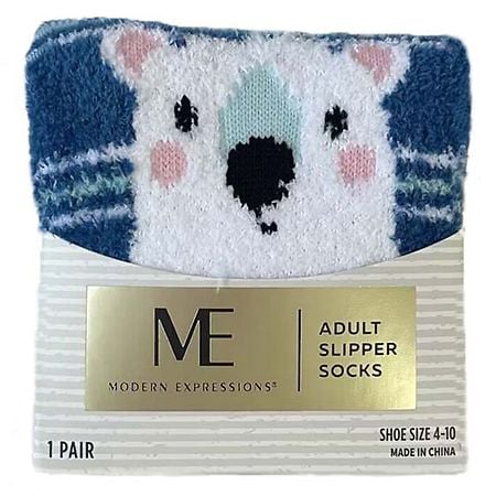 Modern Expressions Adult Slipper Socks - Polar Bear 4-10