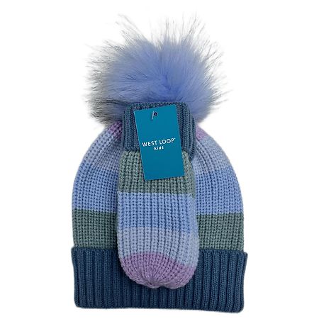 West Loop Girls Knit Hat And Gloves Set