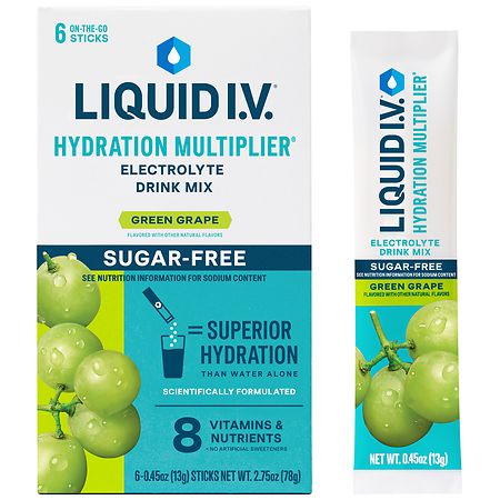 Liquid I.V. Hydration Multiplier Electrolyte Drink Mix Sugar Free Green  Grape - Shop Mixes & Flavor Enhancers at H-E-B