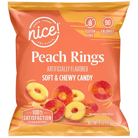 Nice! Peach Rings Soft & Chewy Candy