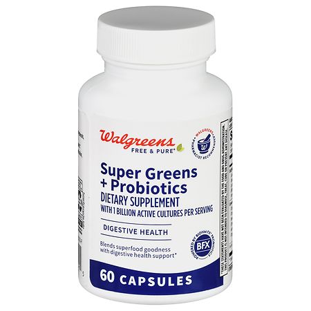 Walgreens Free & Pure Super Greens + Probiotics Capsules