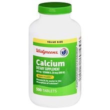 Walgreens Calcium 600 mg + Vitamin D3 20 mcg (800 IU) Tablets (500 days ...