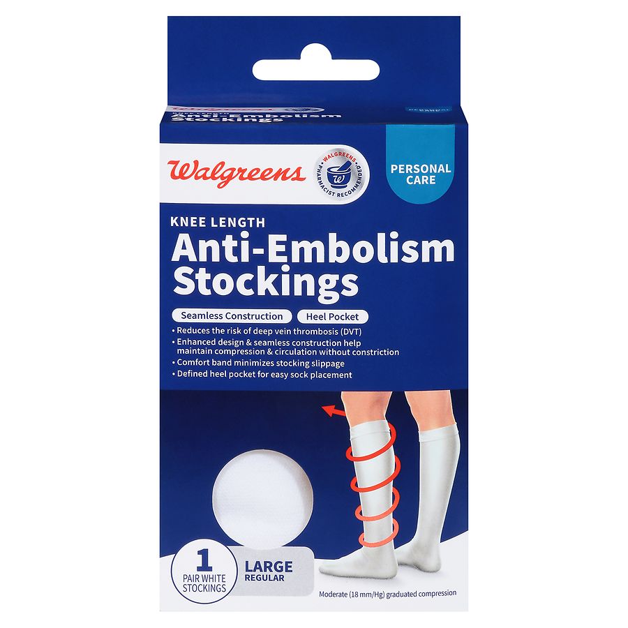 Walgreens Knee Length Anti-Embolism Stockings White, White