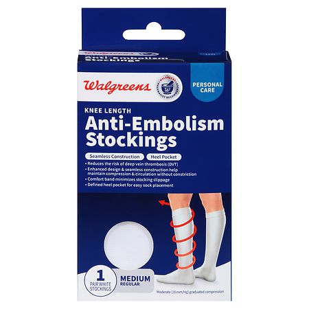 Walgreens Knee Length Anti-Embolism Stockings White