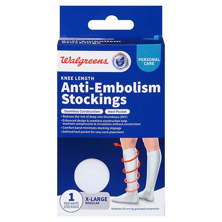 Walgreens Knee Length Anti-Embolism Stockings White