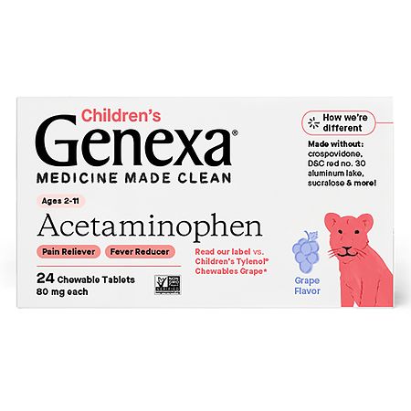 Genexa Kids Acetaminophen Pain & Fever Reducer Chewable Tablets Grape