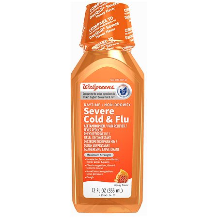 Walgreens Daytime Severe Cold and Flu Relief, Liquid Medicine Honey