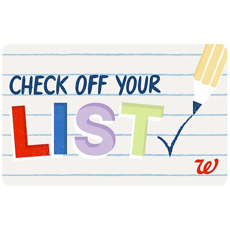 Walgreens Back-To-School Gift Card, Check List