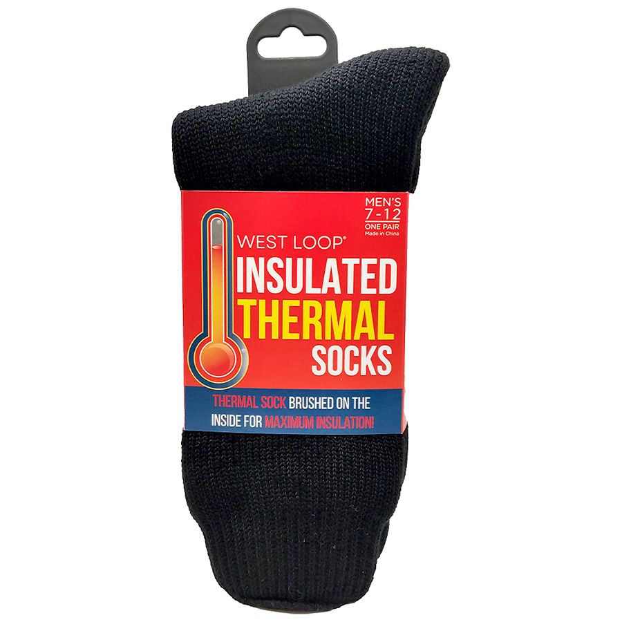 West Loop Men's Thermal Socks 7-12 Black