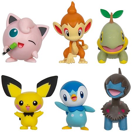  Pokémon Battle Figure Toy Set - 6 Piece Playset - Includes 2  Pichu, Yamper, Turtwig, Piplup, Chimchar & Deino - Generation 4 Diamond &  Pearl Starters : Toys & Games