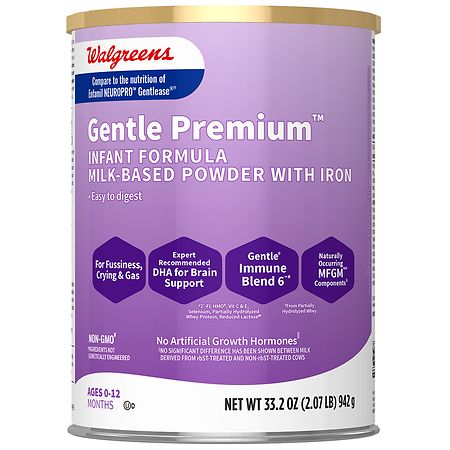 Walgreens Gentle Premium Infant Formula Milk-Based Powder with Iron