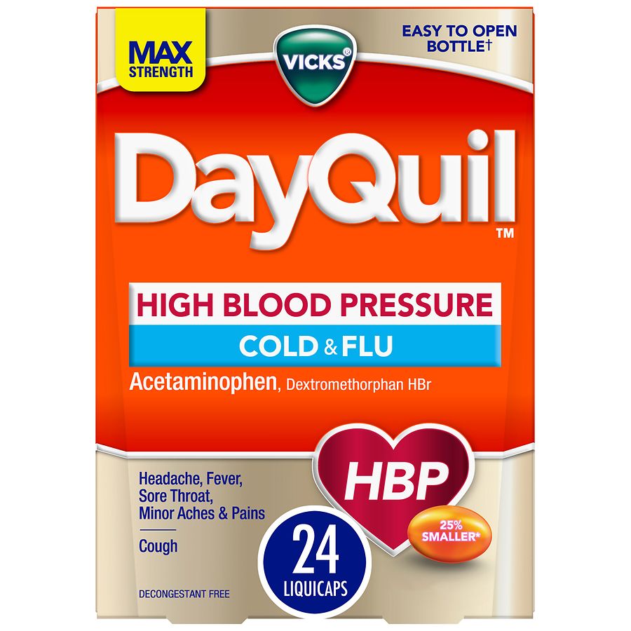 DayQuil High Blood Pressure Cold and Flu Medicine LiquiCaps ...