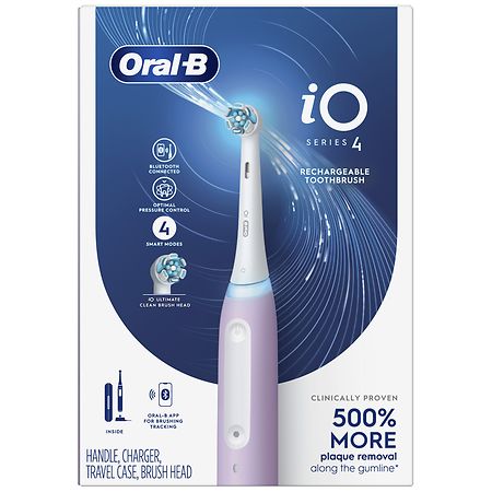 Oral-B iO Series 4 Electric Toothbrush with Brush Head, Rechargeable Lavender
