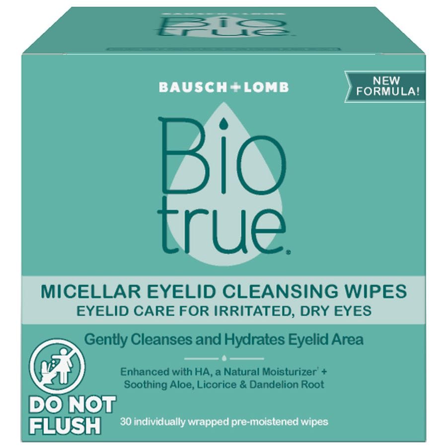 Biotrue micellar eyelid cleansing wipes