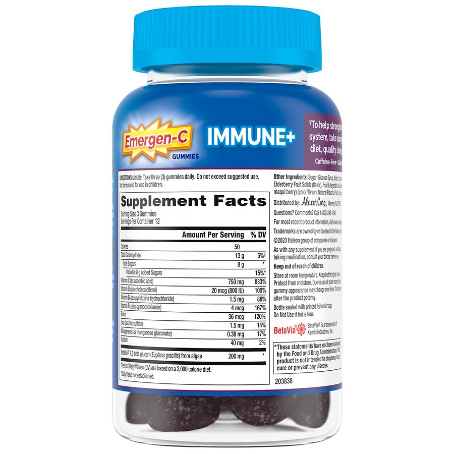Emergen-C Immune+ Triple Action Gummies Elderberry, 36.0 ea Deals and ...