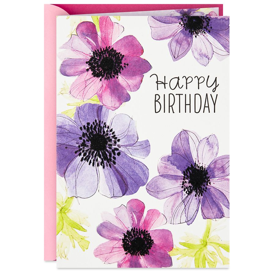 Hallmark Birthday Card (Wishing You Every Beautiful Thing Watercolor Flowers) E01