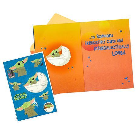 Star Wars Mandalorian Birthday Card With Baby Yoda & Boba Fett – Funny Galactic Greeting Card - View #4