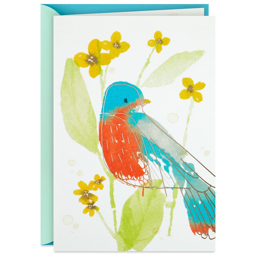 Hallmark Sympathy Card (Comfort in Love and Memories Bird and Flowers) E29