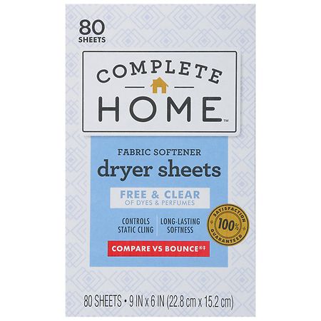 Complete Home Fabric Softening Dryer Sheets 80 Sheets