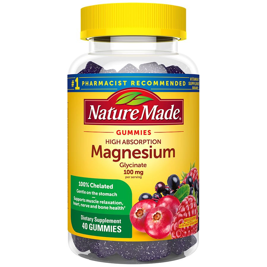 Nature made high absorption magnesium glycinate gummies mixed berry