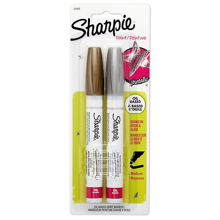 SHARPIE Metallic Permanent Markers, Fine Point, Silver, 2 Count