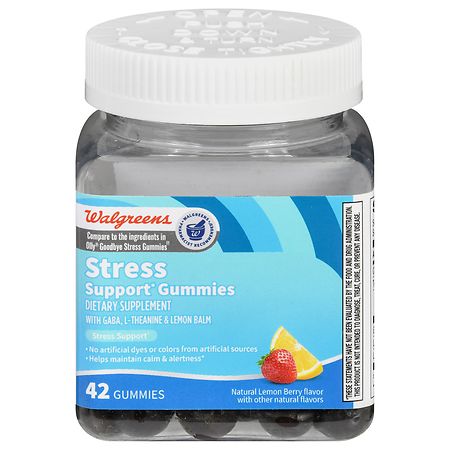 Walgreens Stress Support Gummies Natural Lemon Berry