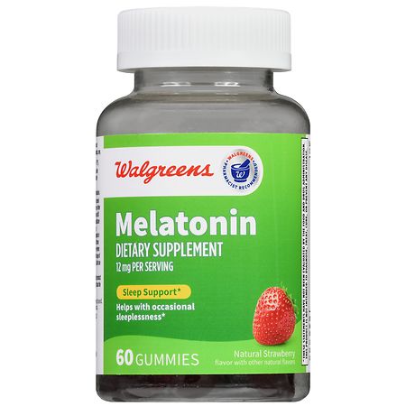 Walgreens Melatonin 12 mg Gummies (30 days) Natural Strawberry