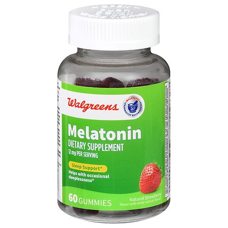 Walgreens Melatonin 12 mg Gummies (30 days) Natural Strawberry