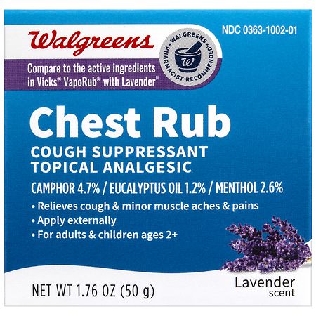 Walgreens Vapor Chest Rub, Cough Suppressant, Topical Analgesic Lavender
