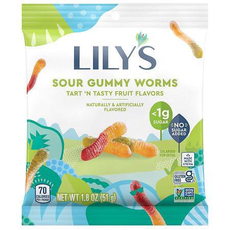 Lily's Assorted Gummy Worms, Gluten Free, Kosher, No Sugar Added