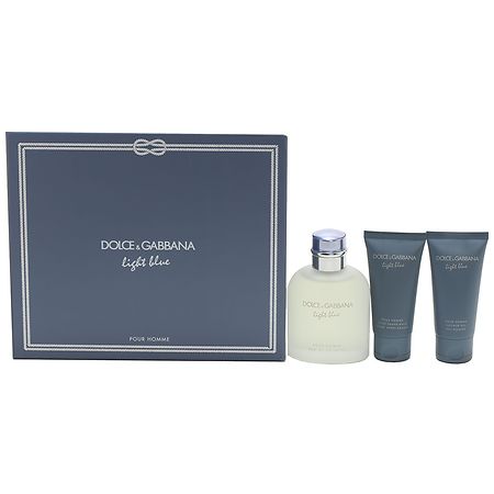 Dolce & Gabbana Light Blue Men Eau De Toilette, Shower Gel and After Shave Balm Citrus Aromatic, 3 Pc