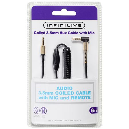Infinitive Coiled Aux Cable with Mic 3.5 mm