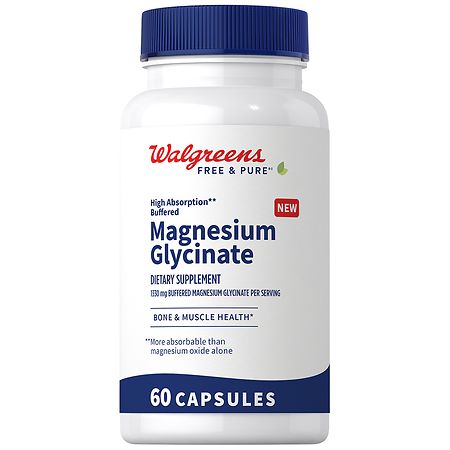 Walgreens Free & Pure High Absorption Magnesium Glycinate 1330 mg Capsules