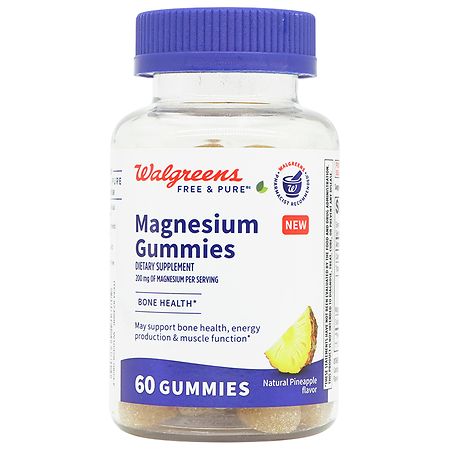 Walgreens Free & Pure Magnesium 200 mg Gummies Natural Pineapple