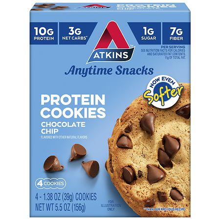 Atkins Anytime Snacks Protein Cookies Chocolate Chip