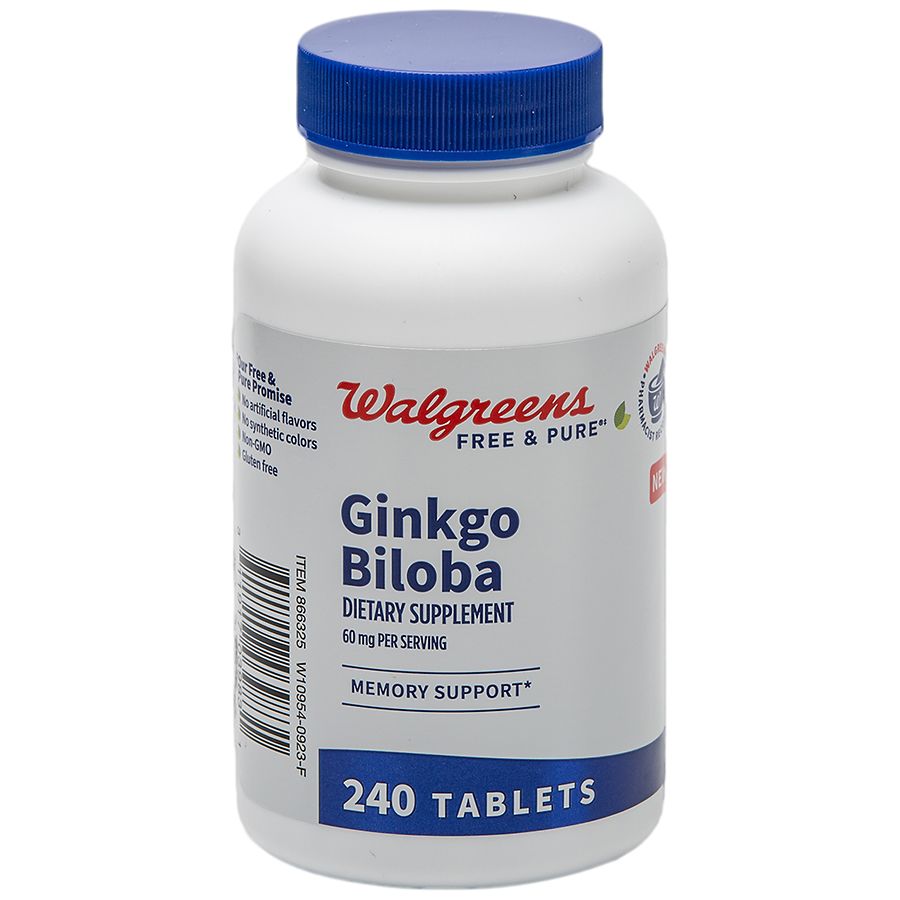 Walgreens Ginkgo Biloba 60 mg Tablets (240 days) Brown Walgreens