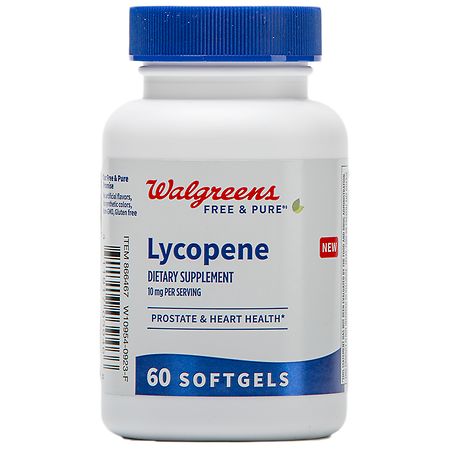 Walgreens Free & Pure Lycopene Supplement 10mg Softgels for Prostate & Heart Health (60 days)