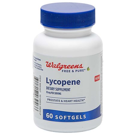 Walgreens Free & Pure Lycopene Supplement 10mg Softgels for Prostate & Heart Health (60 days)