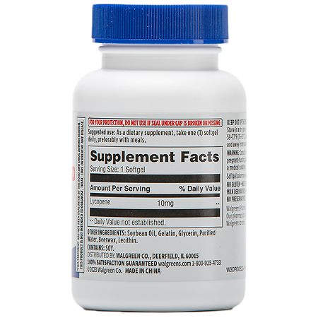Walgreens Free & Pure Lycopene Supplement 10mg Softgels for Prostate & Heart Health (60 days)